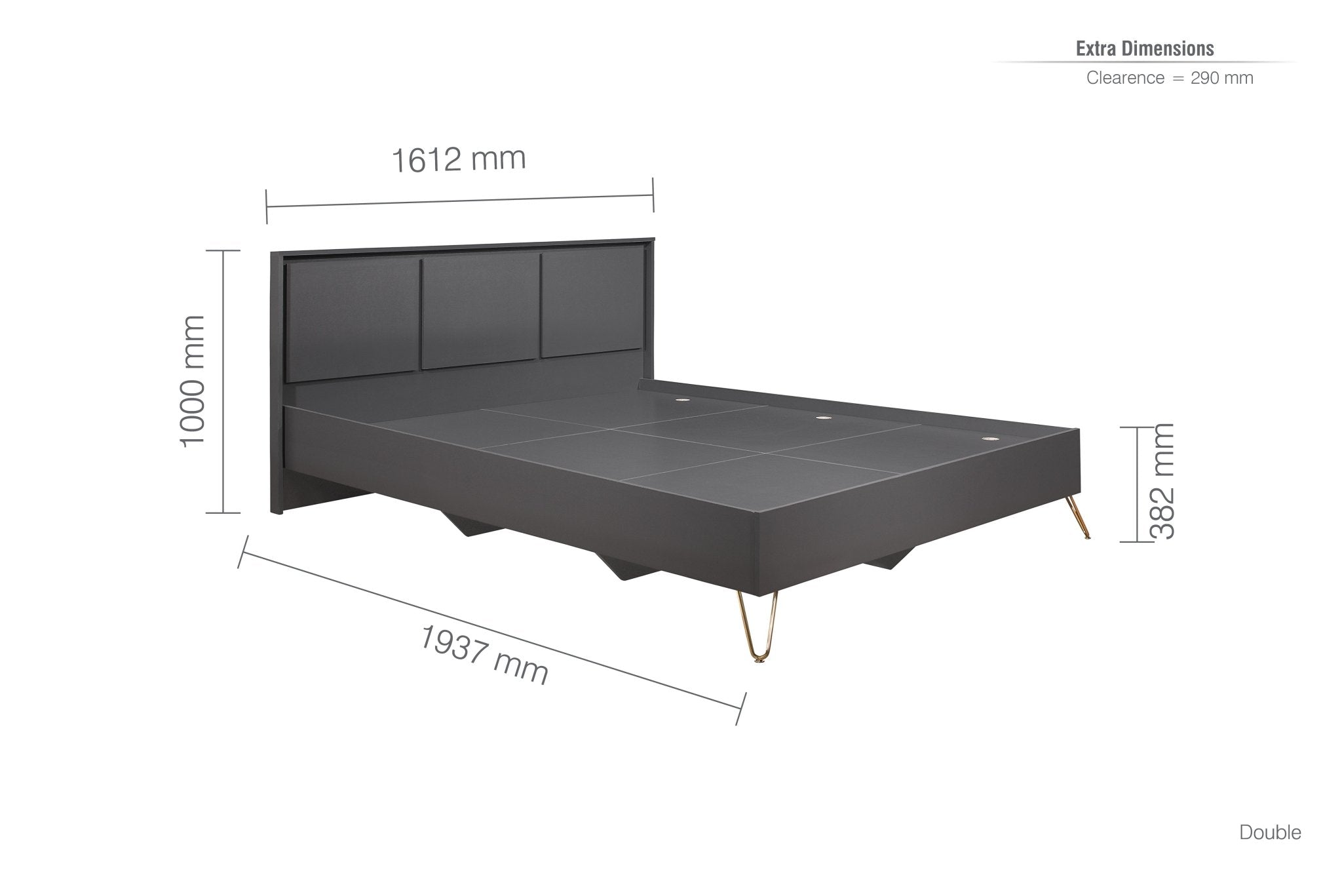 Arlo Double Bed Grey - Bedzy UK modern and affordable home furniture England