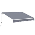 Retractable Manual Patio Awning Canopy Set with Aluminium Bracket - Grey