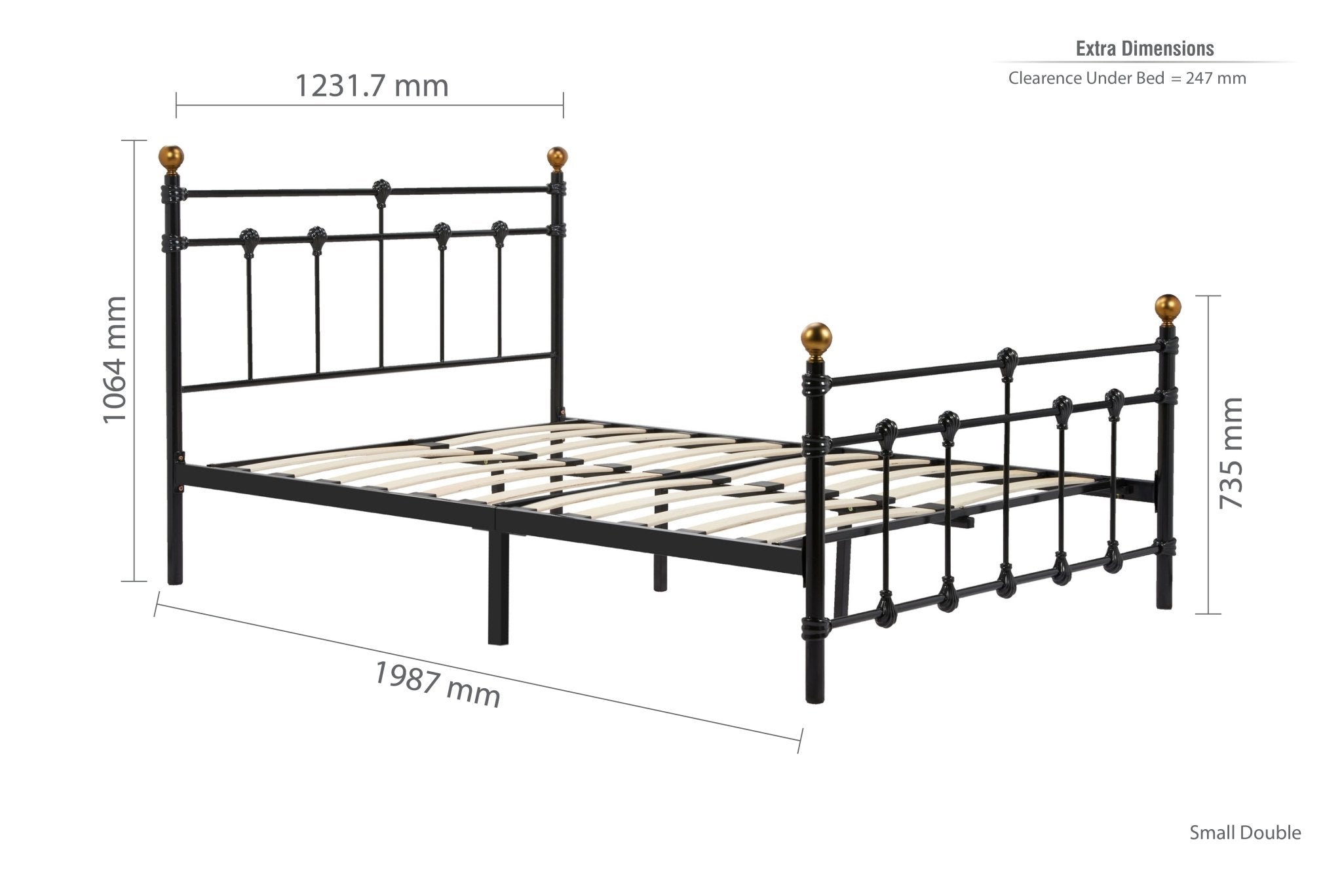 Atlas Small Double Bed Black - Bedzy UK modern and affordable home furniture England