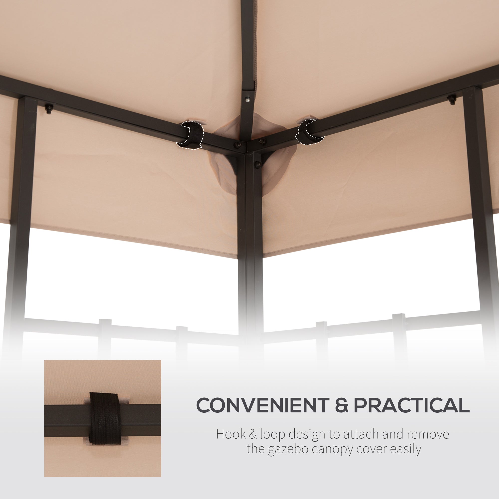 3 x 3(m) Canopy Top Cover for Double Tier Gazebo, Gazebo Replacement Pavilion Roof, Deep Beige (TOP ONLY)