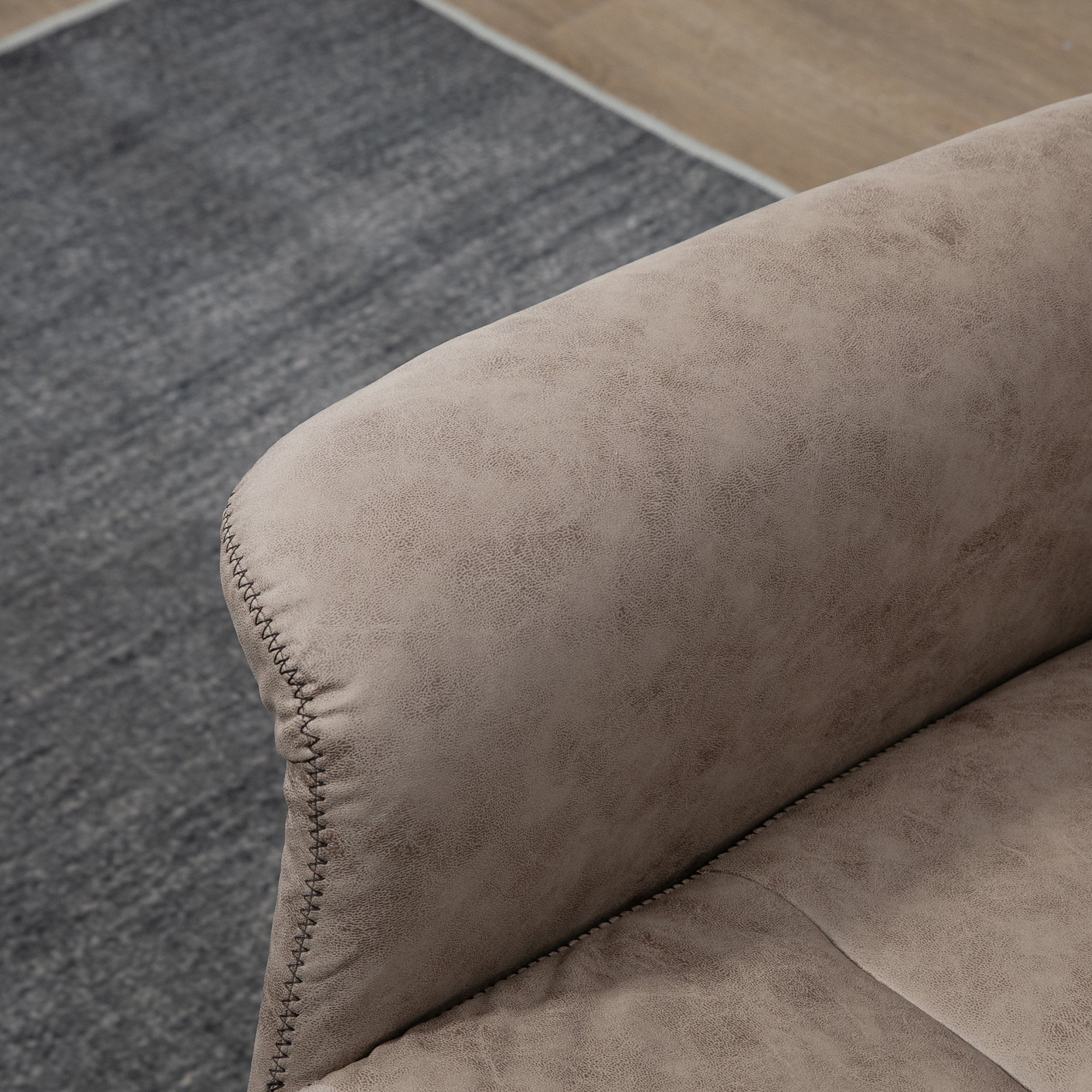 Swivel Recliner Chair and Footstool, Upholstered Reclining Armchair with Ottoman, Adjustable and Removable Headrest, Khaki