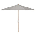 3m Fir Wooden Garden Parasol Bamboo Sun Shade Patio Umbrella Canopy - Grey