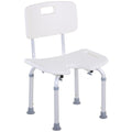 8-Level Height Adjustable Bath Stool with Handle and Non-Slip Feet, 136kg Capacity - White/Silver