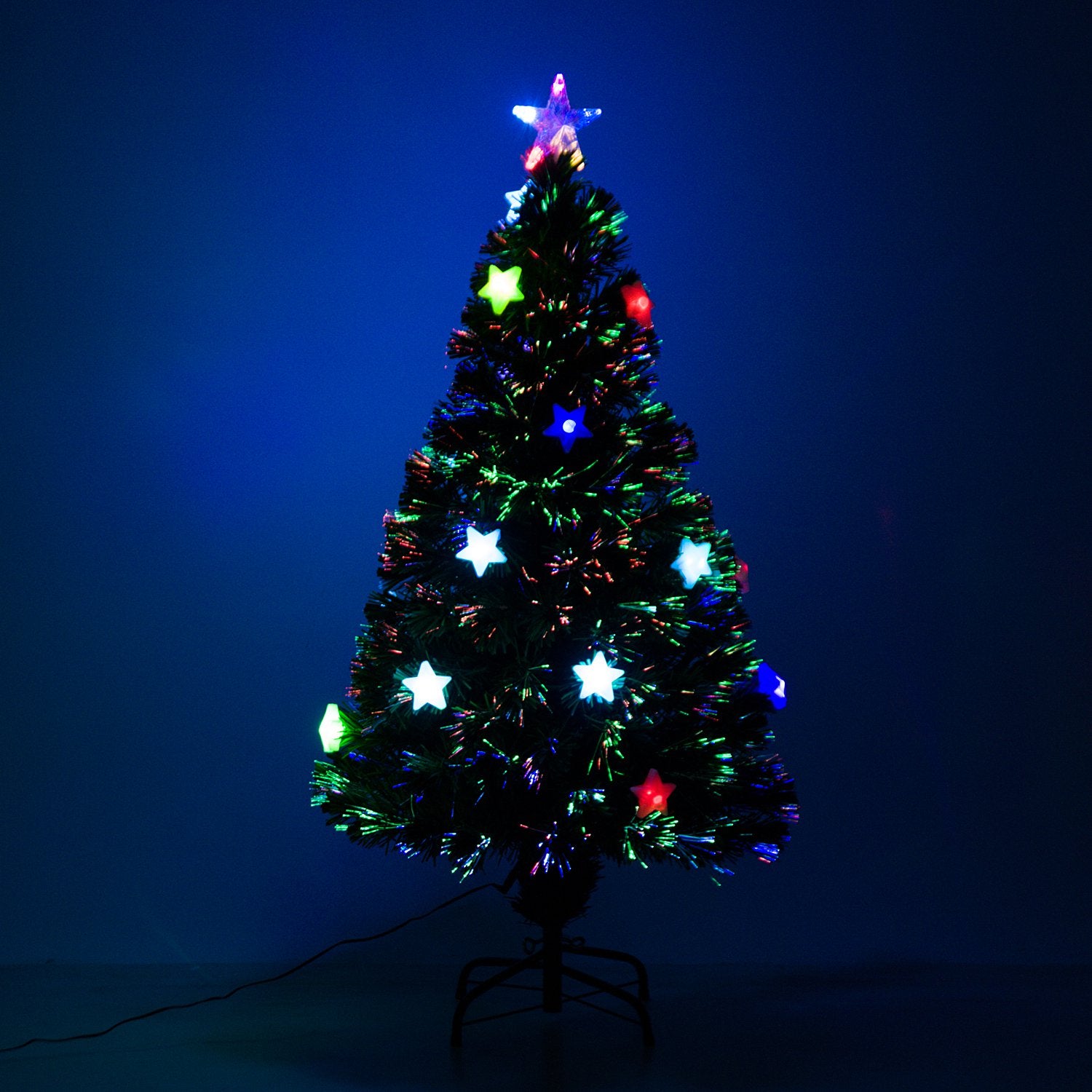 4ft 120cm Fiber Optic Xmas Tree Artificial Christmas Tree W/ Stars