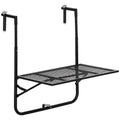 Adjustable Folding Balcony Hanging Table Wall Mount Desk for Patio and Garden - Black