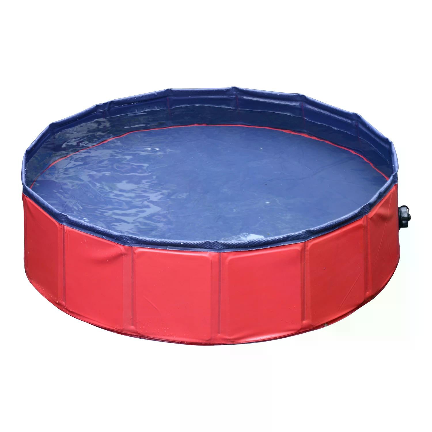 Pet Swimming Pool, Foldable, 80 cm Diameter-Red