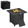 Rattan Style Propane Gas Fire Pit Table with Waterproof Cover - Brown