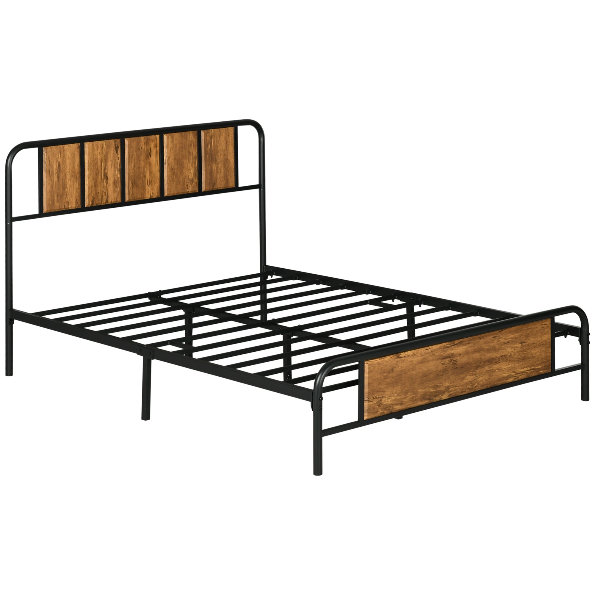 Industrial Style Double Bed Frame with Curved Headboard & Footboard