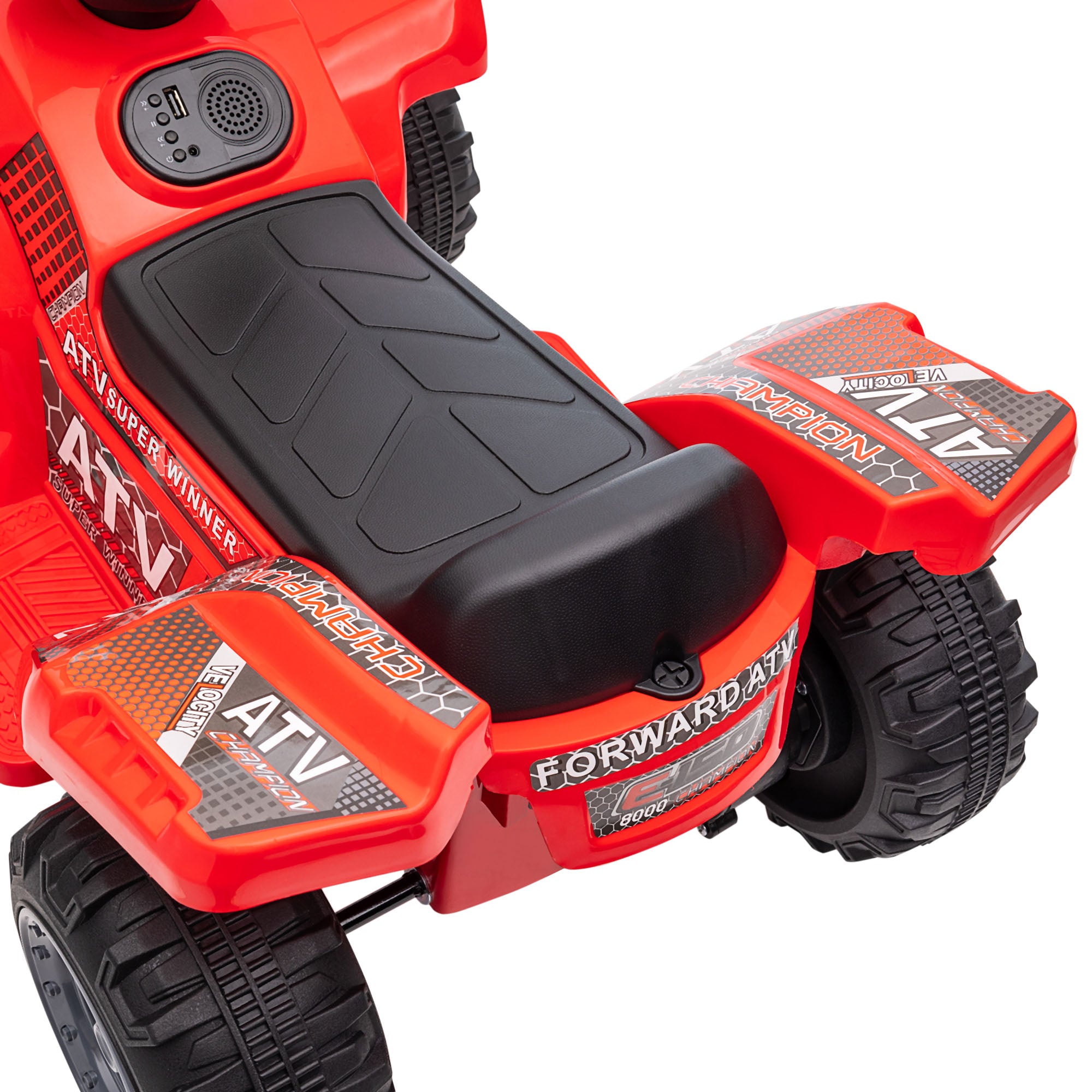 Kids Ride-on Four Wheeler ATV Car with Real Working Headlights, 6V Battery Powered Motorcycle for 18-36 Months, Red