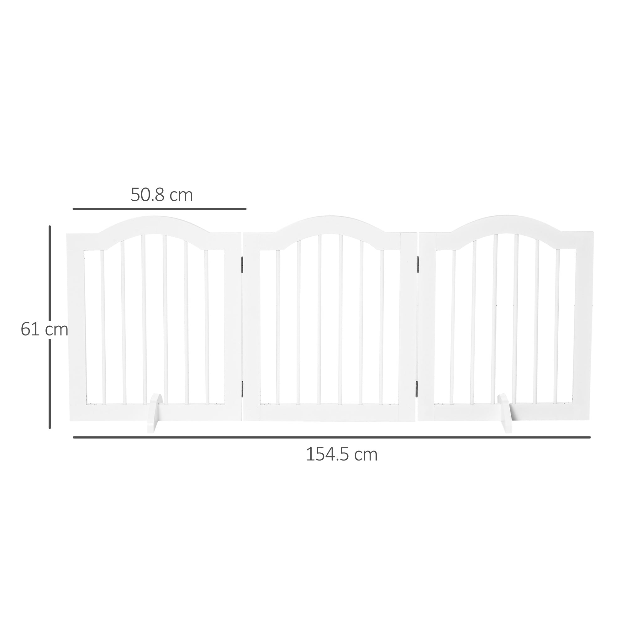 Dog Gate Wooden Foldable Small Sized Pet Gate Stepover Panel with Support Feet Freestanding Safety Barrier for the House Doorway Stairs White