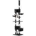 Adjustable Floor to Ceiling Cat Tree 240-260cm with Multi-Level Play and Rest - Dark Grey