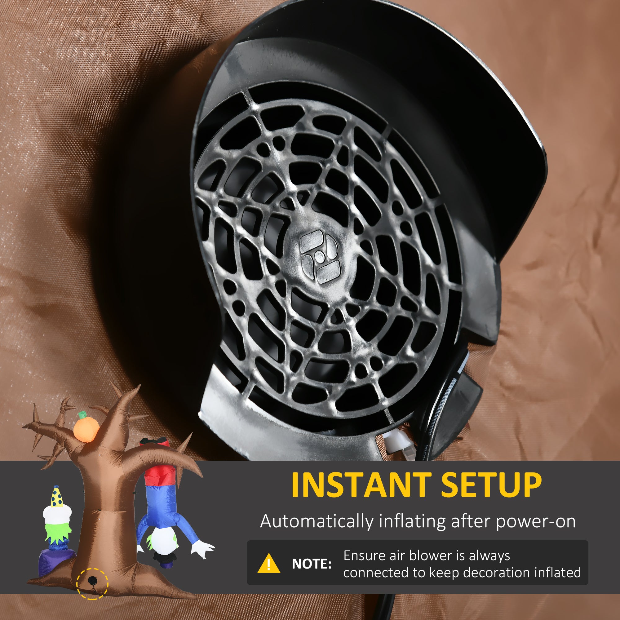 N7ft Halloween Inflatable Tree with Ghosts, Upside-down Clown Pumpkins