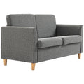Compact 2-Seater Loveseat Sofa with Wood Legs and Armrests - Grey