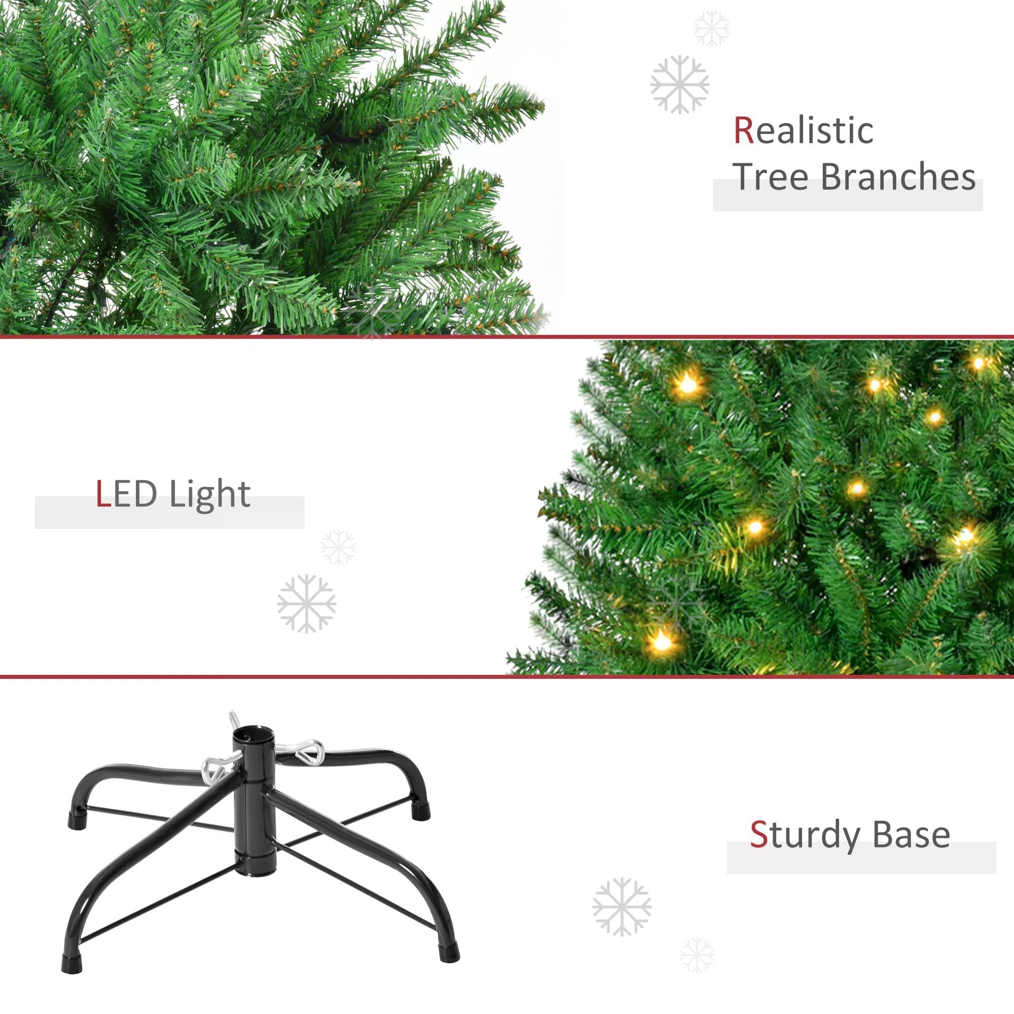 5ft Prelit Christmas Tree Artificial Tree Warm White LED Light Holiday Home Xmas Decoration, Green