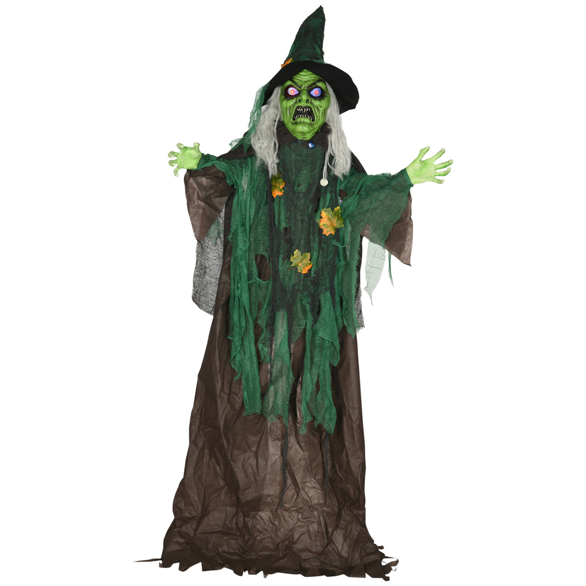 6ft Outdoor Halloween Witch Decoration with Light-Up Eyes & Sound Activation - Multi-Coloured