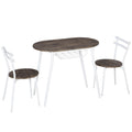 3-Piece Oval Dining Table and 2 Chairs Set with Wire Storage Shelf and Steel Frame - Natural