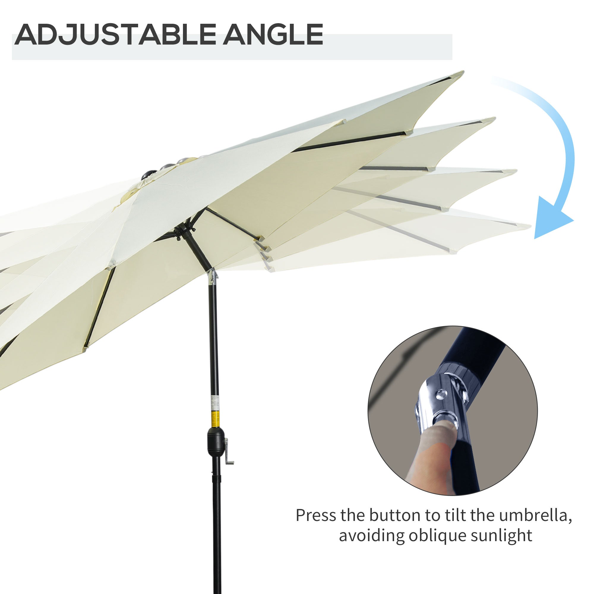 3 Metre Tilting Garden Parasol with Crank Handle and Steel Frame - Beige