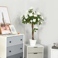 90cm Artificial Rose Tree with 21 Flowers for Indoor Outdoor Decoration - White and Green