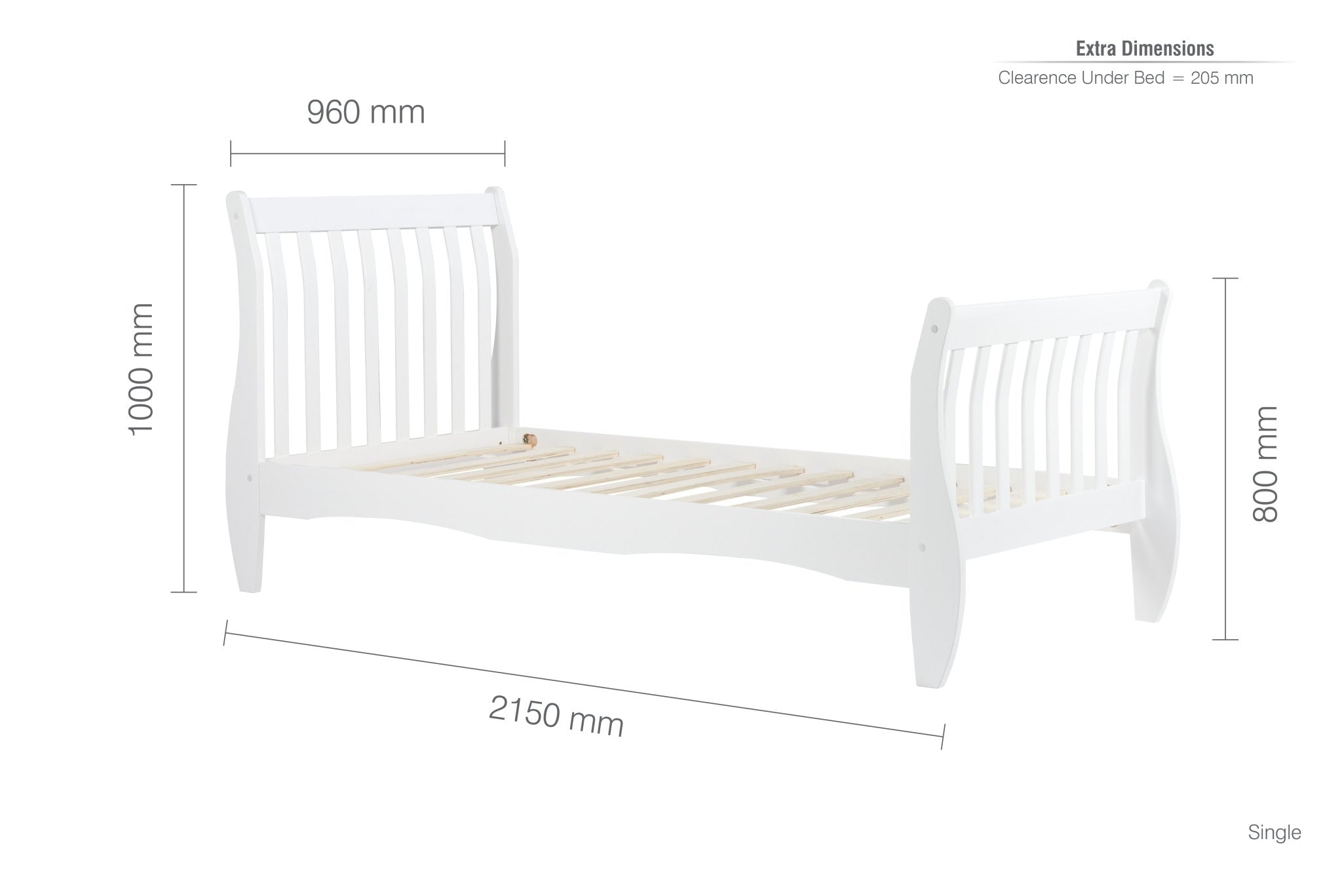 Belford Single Bed - White - Bedzy UK modern and affordable home furniture England