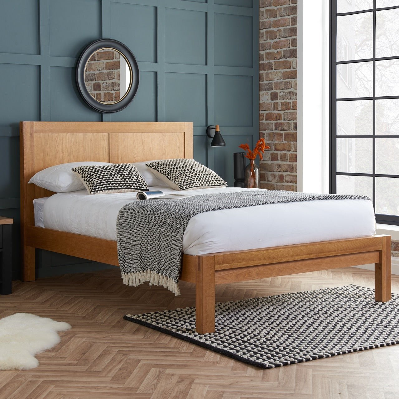 Bellevue King Bed Oak - Bedzy UK modern and affordable home furniture England