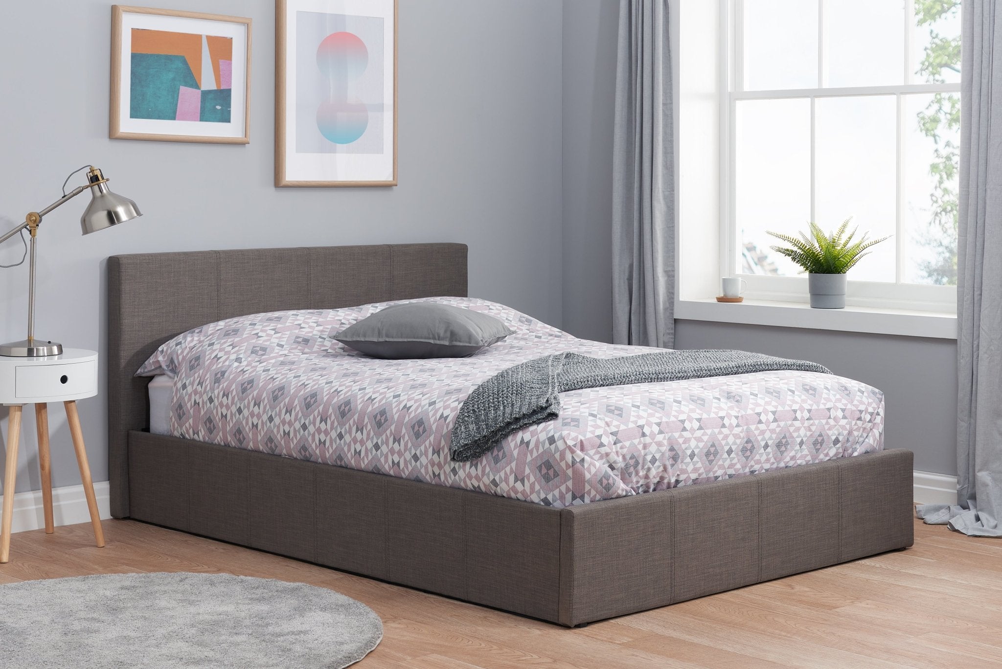 Berlin Double Ottoman Bed Grey - Bedzy UK modern and affordable home furniture England