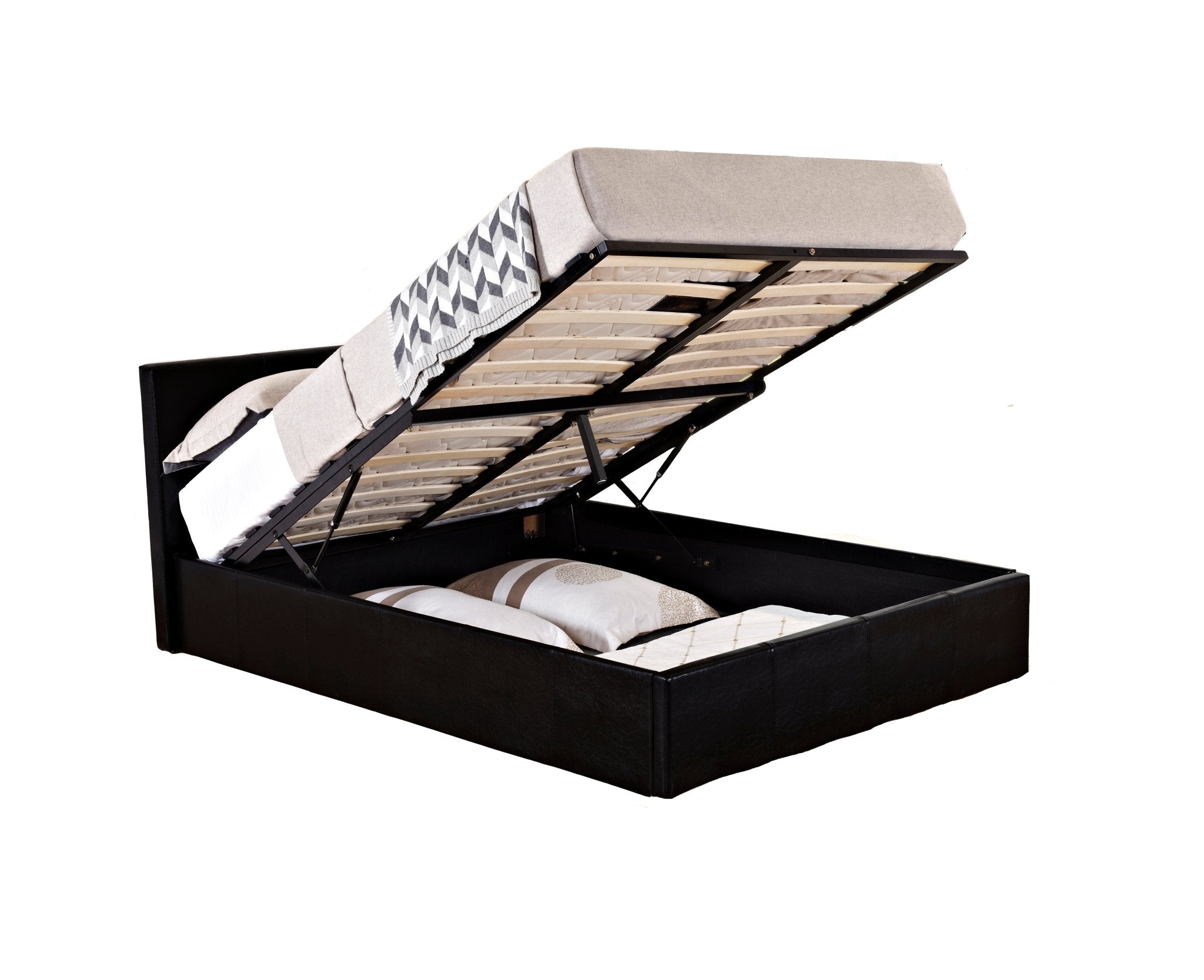 Berlin Double Ottoman Bed Black - Bedzy UK modern and affordable home furniture England