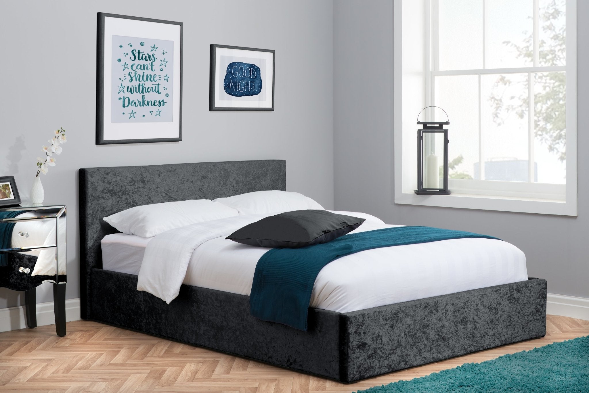 Berlin Double Ottoman Bed Black - Bedzy UK modern and affordable home furniture England