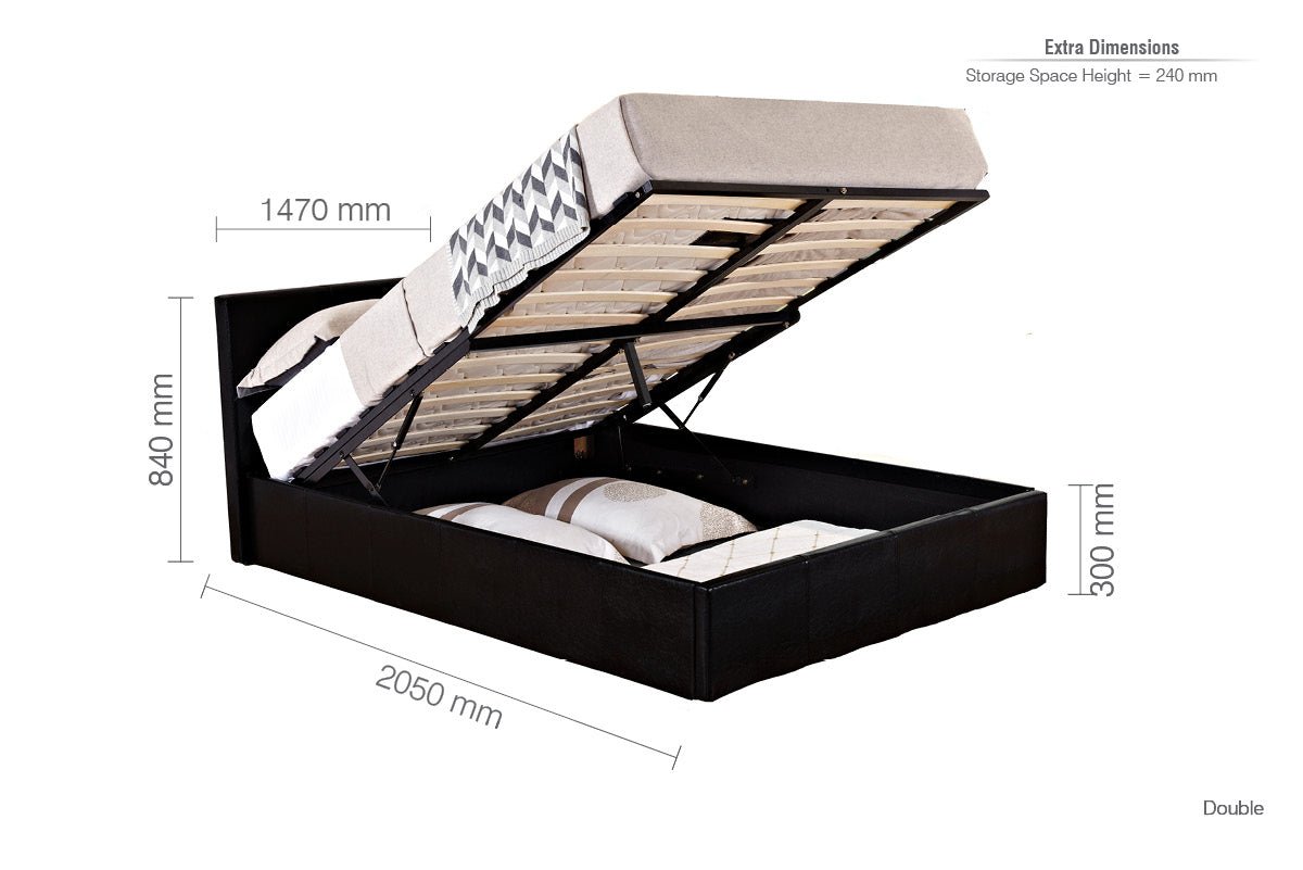 Berlin Double Ottoman Bed Black - Bedzy UK modern and affordable home furniture England