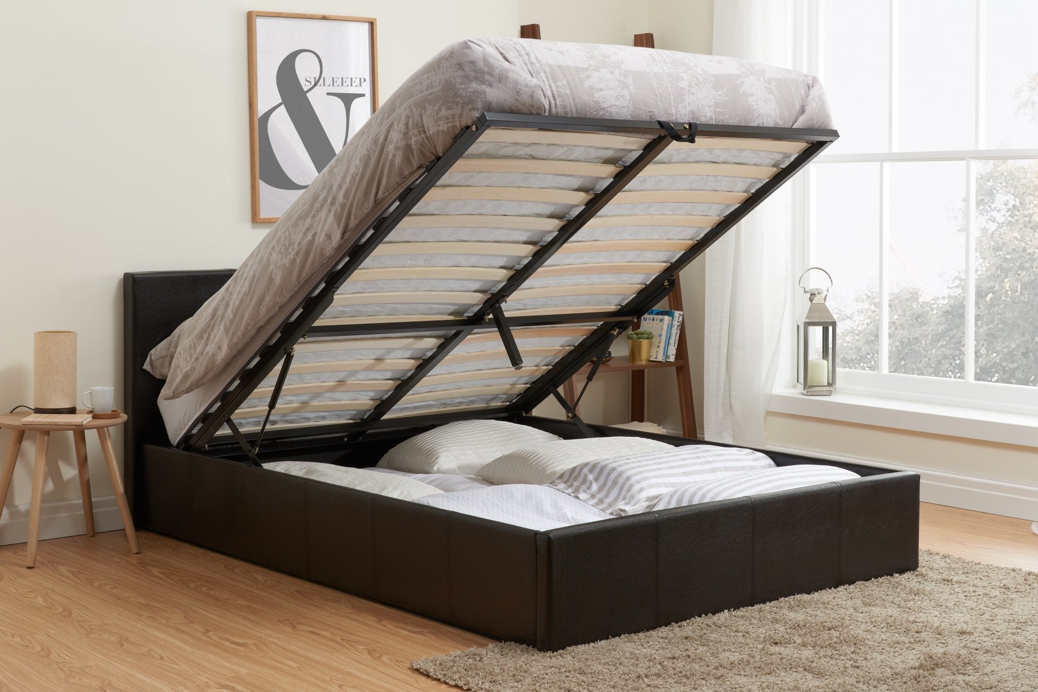 Berlin King Ottoman Bed Brown - Bedzy UK modern and affordable home furniture England