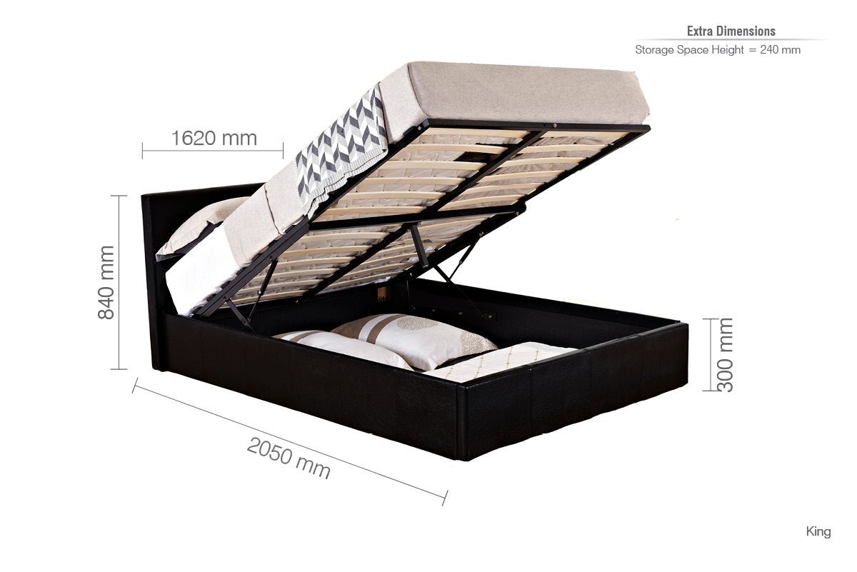 Berlin King Ottoman Bed Black - Bedzy UK modern and affordable home furniture England