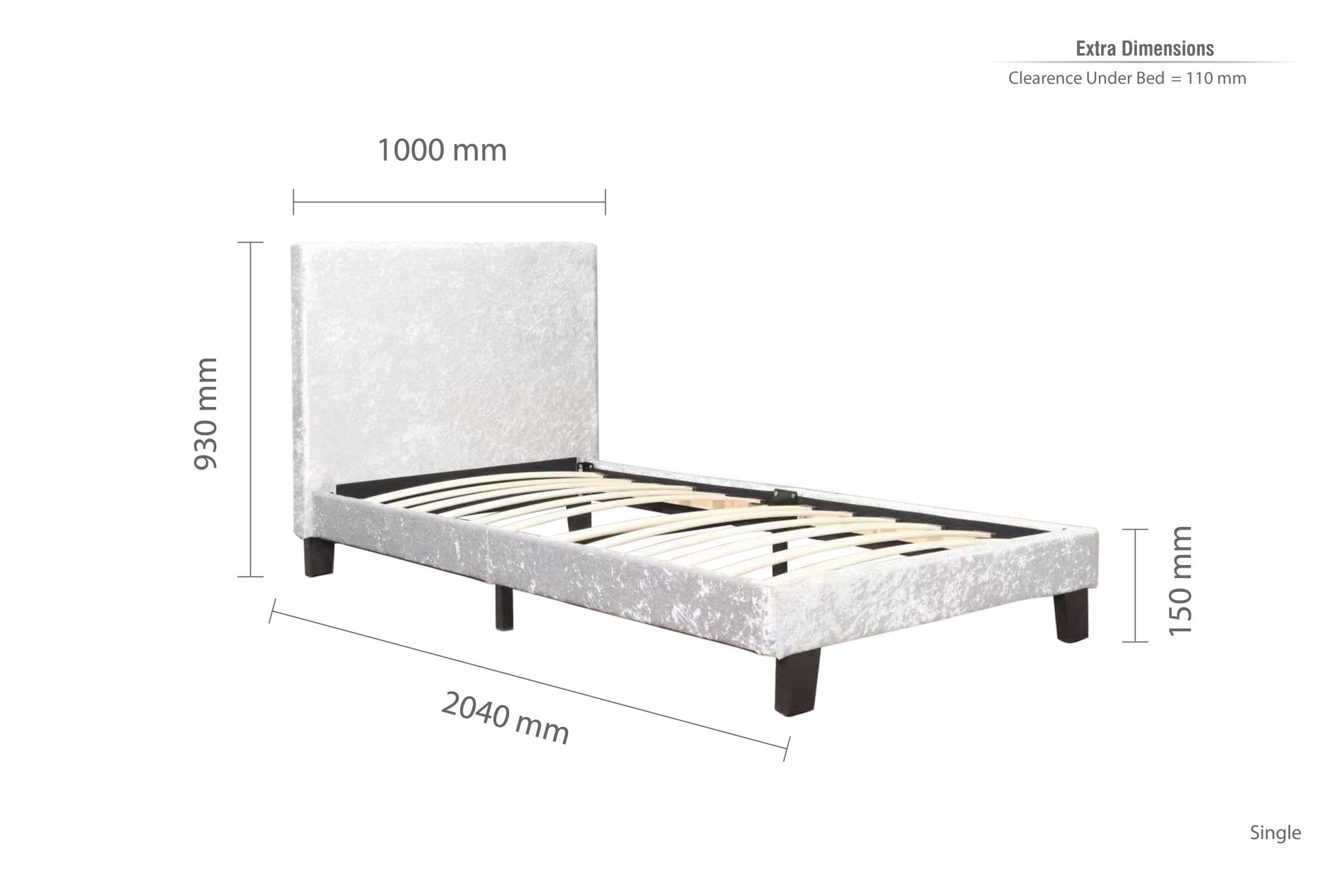 Berlin Single Bed - Grey - Bedzy UK modern and affordable home furniture England