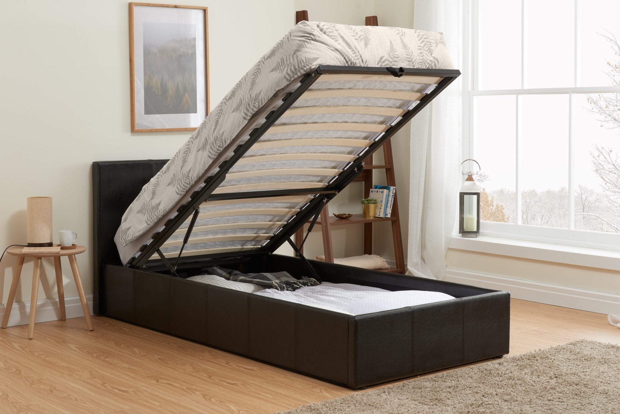 Berlin Single Ottoman Bed - Brown - Bedzy UK modern and affordable home furniture England