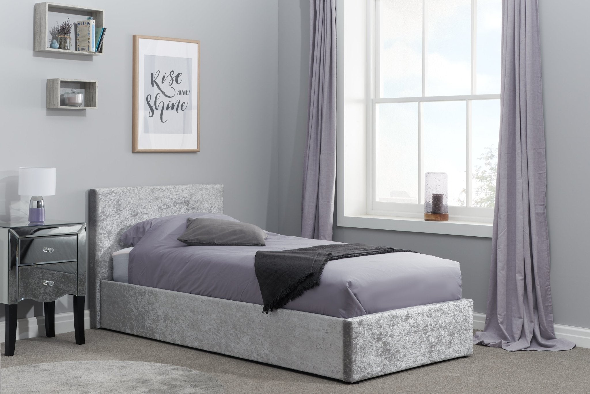 Berlin Single Ottoman Bed - Grey - Bedzy UK modern and affordable home furniture England