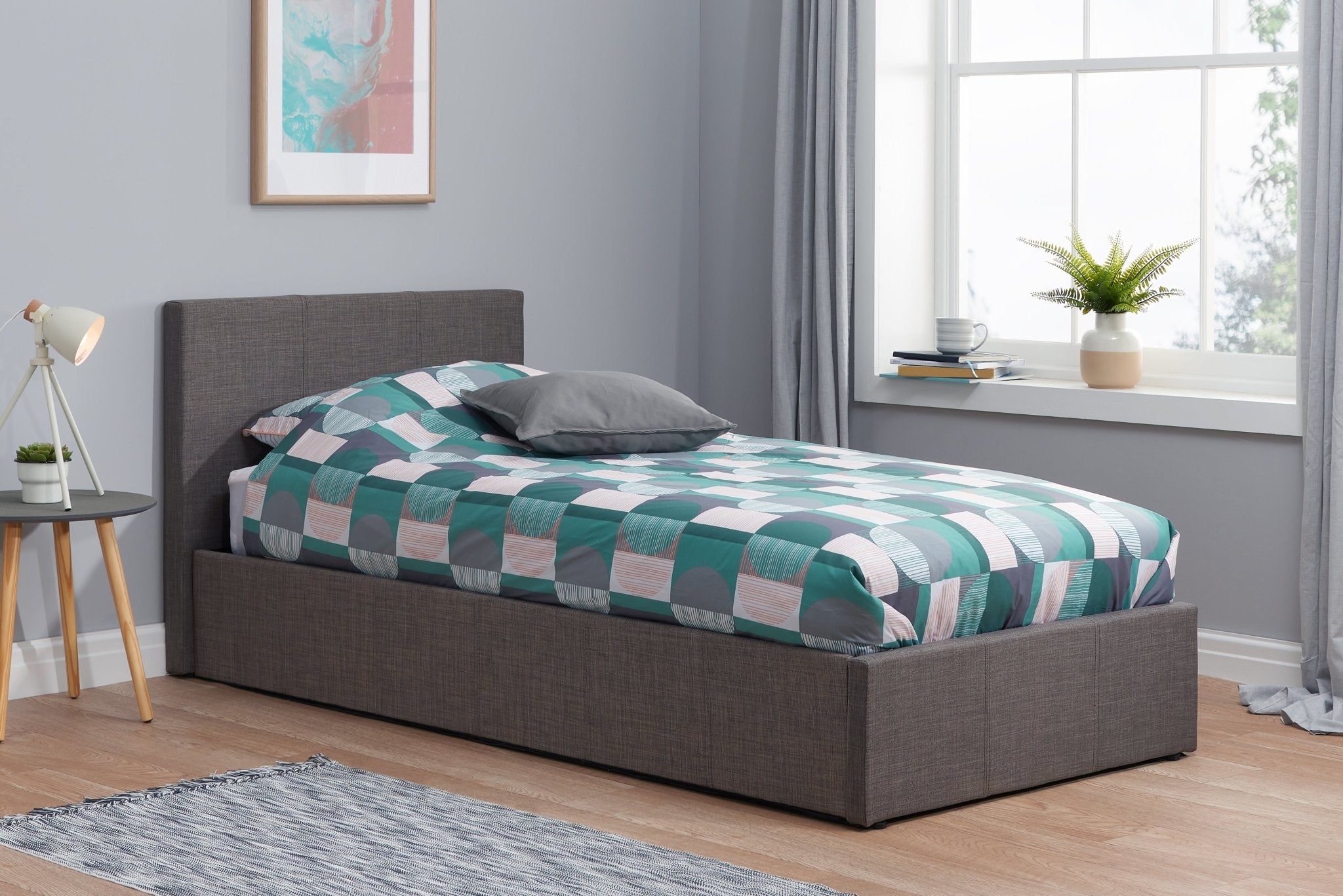 Berlin Single Ottoman Bed - Grey - Bedzy UK modern and affordable home furniture England