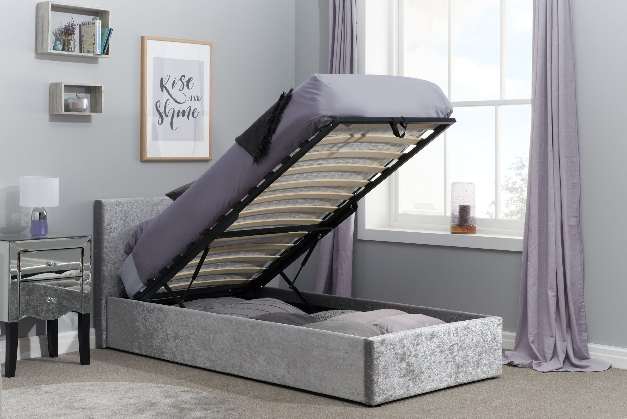 Berlin Single Ottoman Bed - Grey - Bedzy UK modern and affordable home furniture England