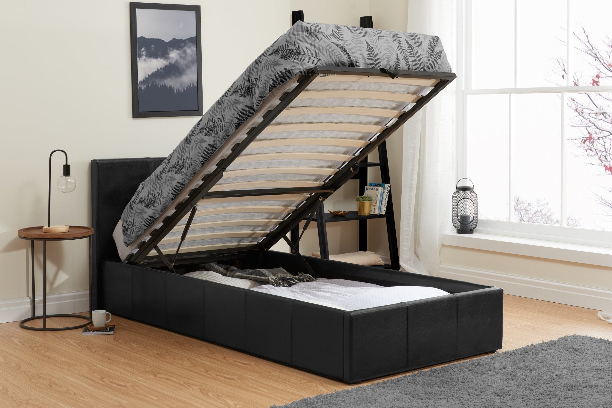 Berlin Single Ottoman Bed - Black - Bedzy UK modern and affordable home furniture England