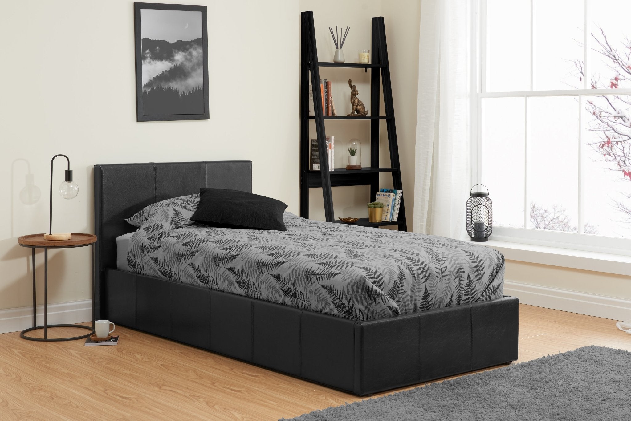 Berlin Single Ottoman Bed - Black - Bedzy UK modern and affordable home furniture England