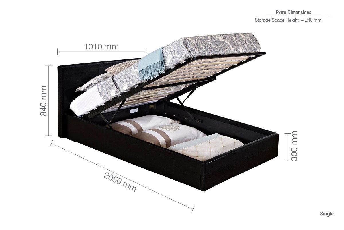 Berlin Single Ottoman Bed - Black - Bedzy UK modern and affordable home furniture England