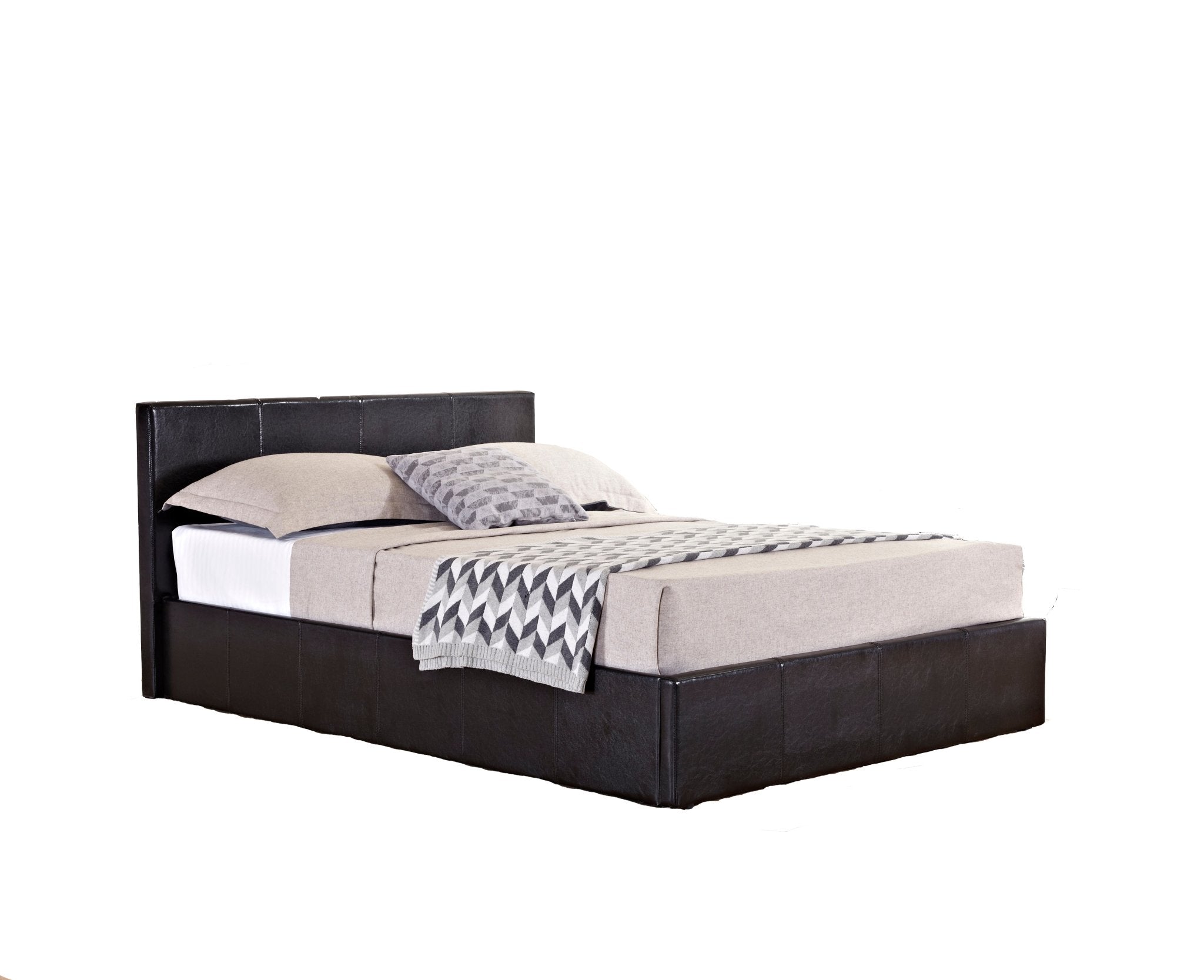 Berlin Small Double Ottoman Bed Brown - Bedzy UK modern and affordable home furniture England