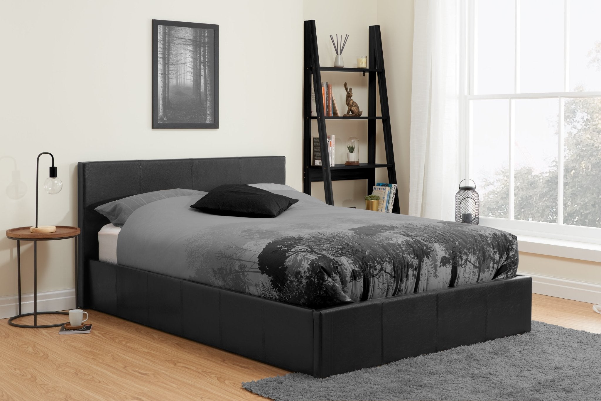 Berlin Small Double Ottoman Bed Black - Bedzy UK modern and affordable home furniture England