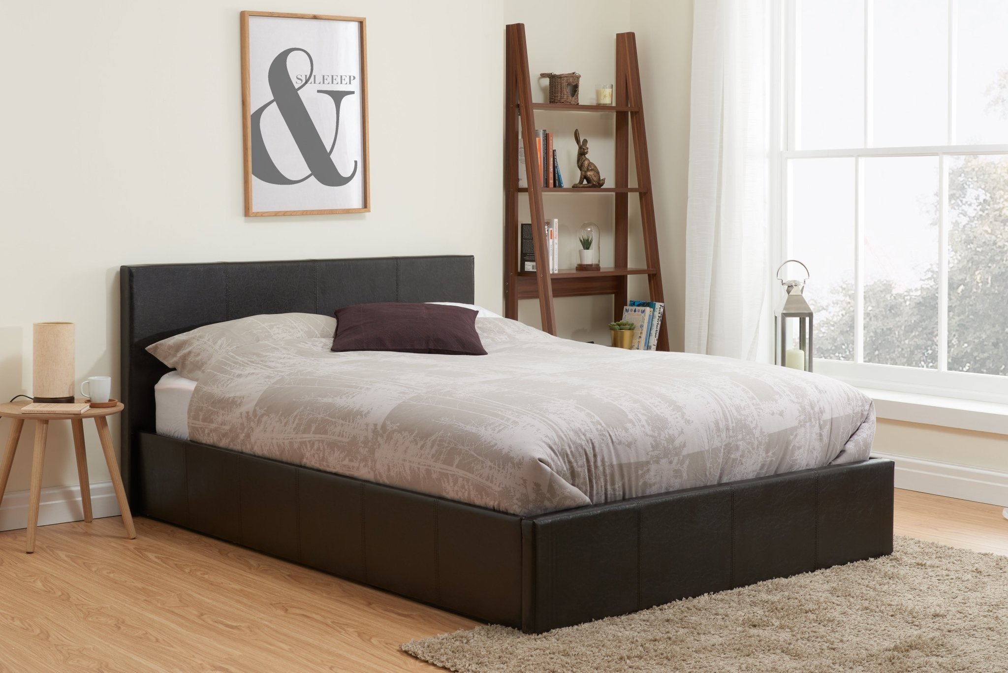 Berlin Small Double Ottoman Bed Brown - Bedzy UK modern and affordable home furniture England