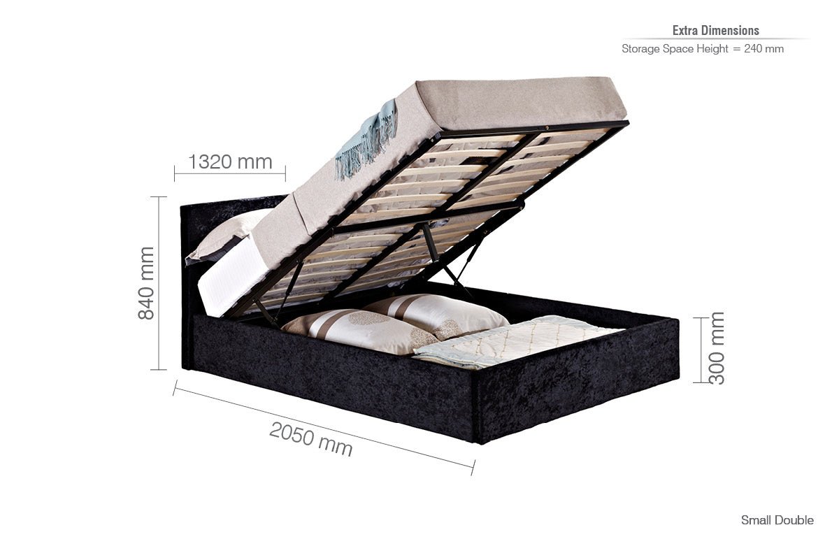 Berlin Small Double Ottoman Bed Black - Bedzy UK modern and affordable home furniture England