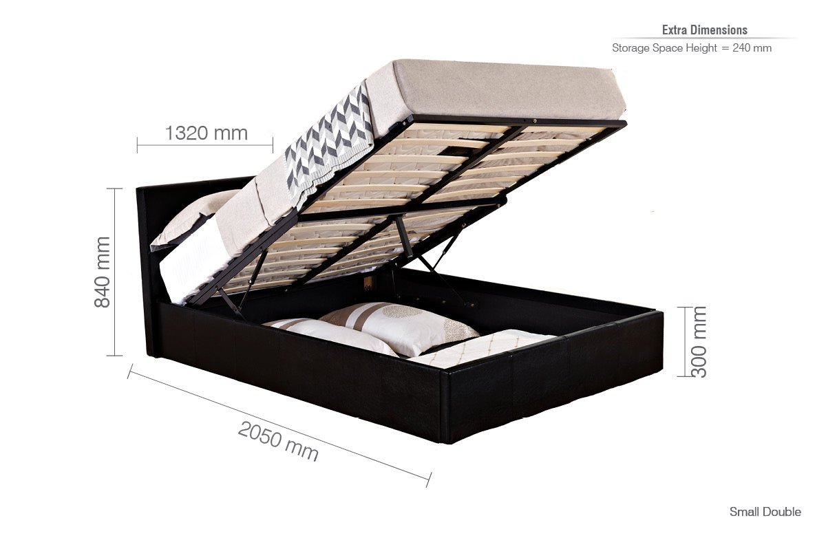 Berlin Small Double Ottoman Bed Black - Bedzy UK modern and affordable home furniture England