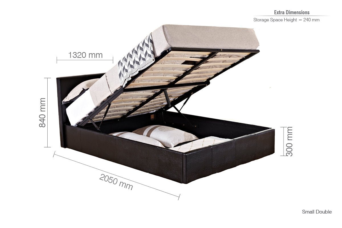 Berlin Small Double Ottoman Bed Brown - Bedzy UK modern and affordable home furniture England