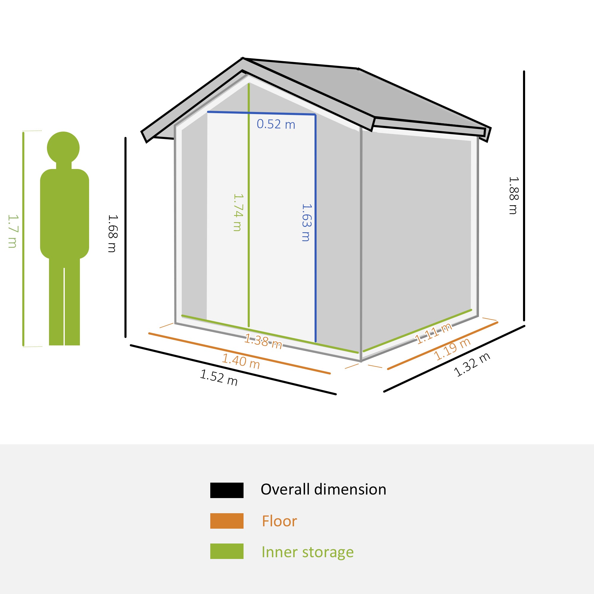 5ft x 4ft Garden Metal Storage Shed, Tool Storage Shed with Sliding Door, Sloped Roof and Floor Foundation for Garden, Backyard, Patio, Grey