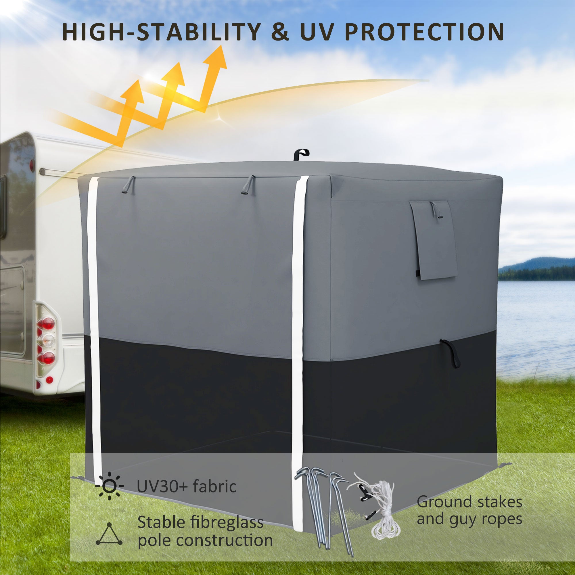 Set of 1 Pop-Up Gazebo 2x2m UV30+ Fabric - Black