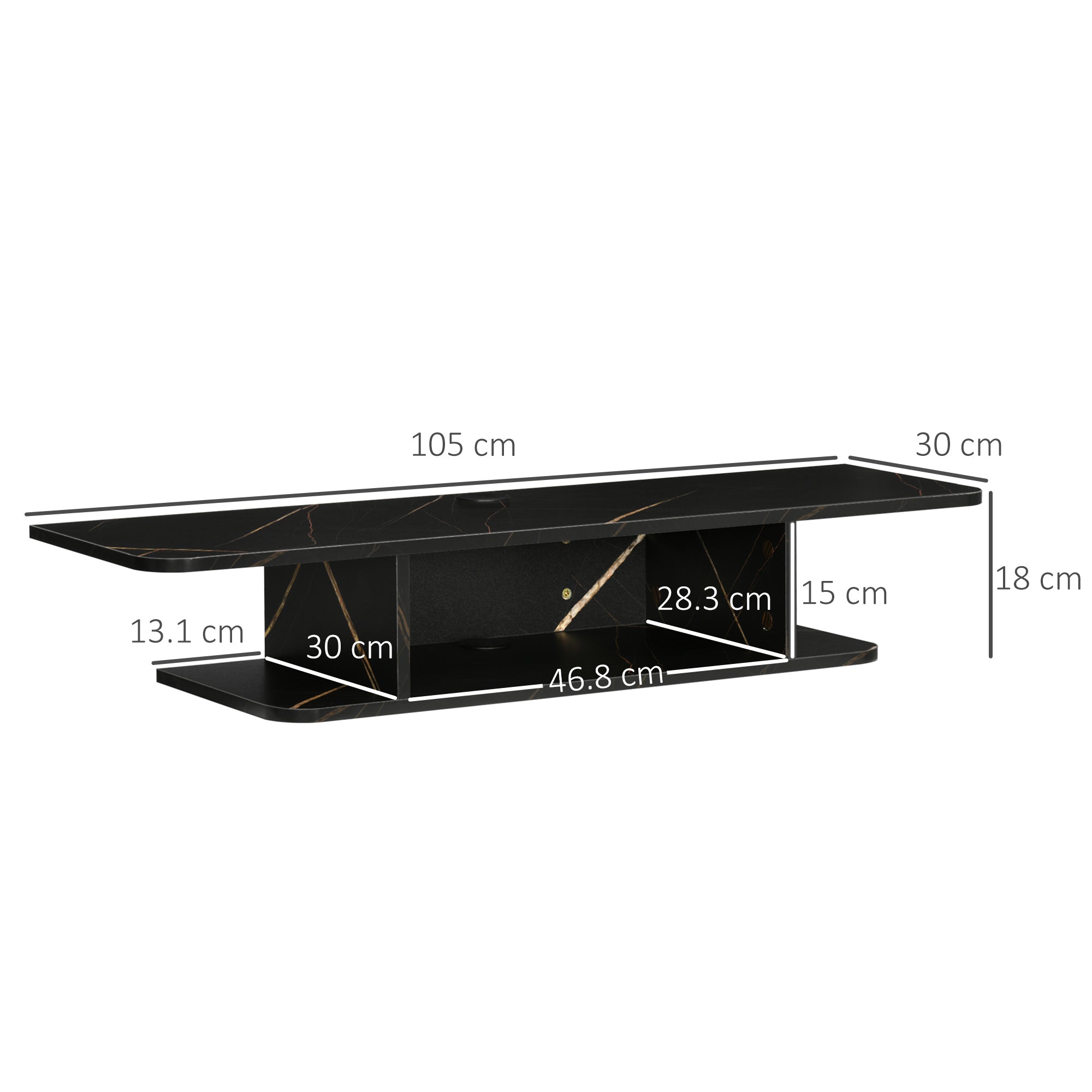 Floating TV Unit Stand for TVs up to 40", Wall Mounted Media Console with Storage Shelf, Entertainment Center, Black