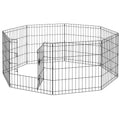 8 Panel Dog Playpen Puppy Rabbit Guinea Pig Metal Pet Cage 61x61 cm - Black