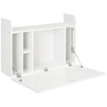 Wall Mounted Drop Leaf Floating Laptop Desk with Storage Compartments for Home Office Study - White