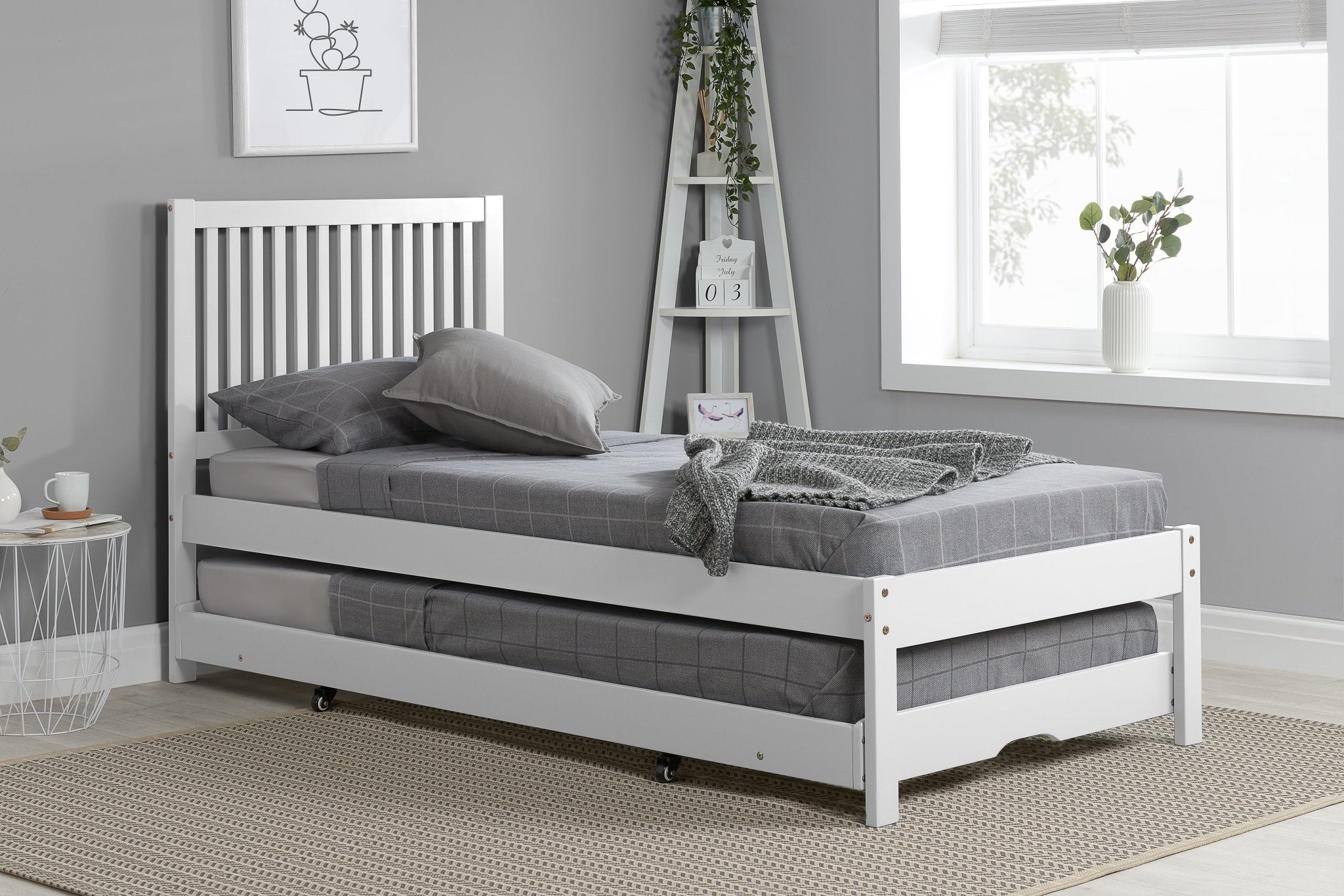 Buxton Trundle Bed - White - Bedzy UK modern and affordable home furniture England